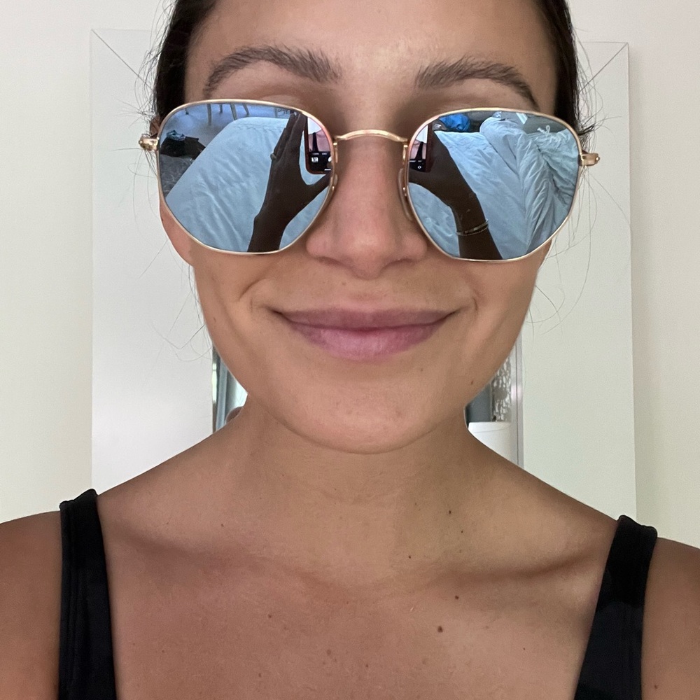 Hexagonal Light Blue Gradient Raybans - image 2